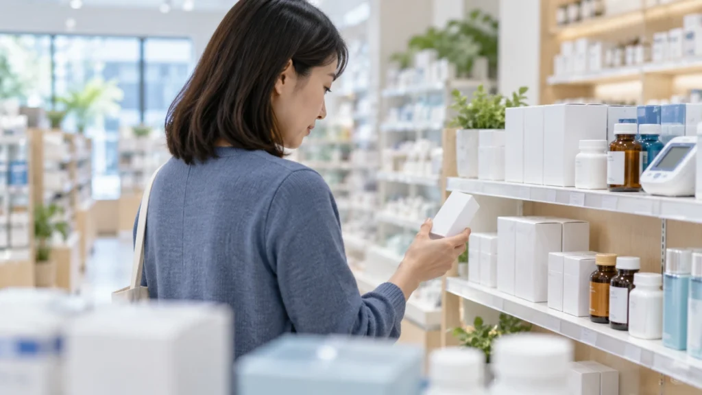 ヘルスケア商品を検討する消費者を描いたAI生成イメージ。実際の顧客施設ではありません